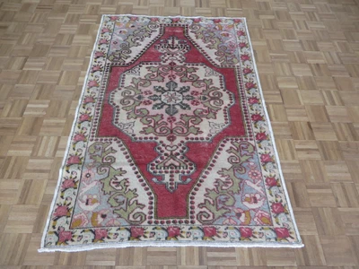 4'4 x 6'6 Hand Knotted Red Turkish Oushak Ushak Oriental Rug Wool G6325 - Image 1 of 4