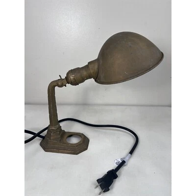 Vintage Industrial Art Deco Table Lamp Adjustable Steal Base Brass? Bronze? - image 1 of 4