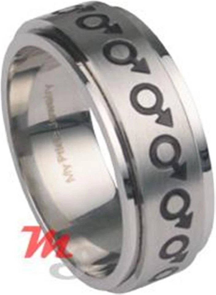 Anillo giratorio único gay para hombre acero inoxidable símbolos de Marte anillo giratorio LGBTQ Foto 1 de 1