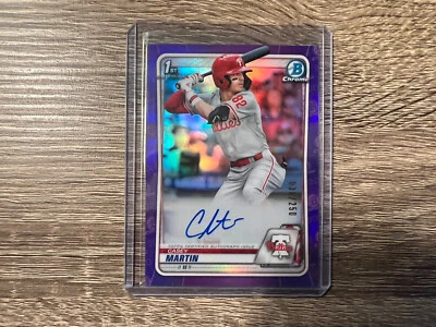 2020 Bowman Draft Chrome Casey Martin Purple Auto /250 1st Phillies CDA-CM - Image 1 of 2
