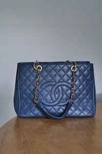 Authentic Chanel Vintage Blue Grand Caviar Shopper Bag - Needs two screws* - Picture 1 of 17