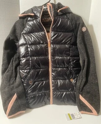 Michael Kors Black Quilted Puffer Jacket with detachable hood Big Girls Size 14 - Image 1 of 4