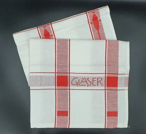 Geschirrtuch Gläser rot, Jugendstil Joseph Maria Olbrich (ROSS, Leinen / BW) - Bild 1 von 1