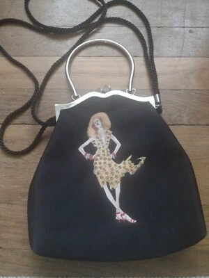 Cartera Sydney Love bordada negra con cordón correa trapo tiempo niña lunares inter. Foto 1 de 4