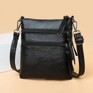 Zipper Mobile Phone Pouch Soft Leather Single Shoulder Bag Daily - Picture 1 of 14
