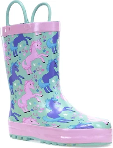 Rain Boots with Pull on Handles for Toddlers and Kids - Premium Waterproof Boots - Picture 1 of 12