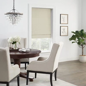 Eclipse 35x64” Faux Silk Blackout Roman Shade – Cordless, Noise-Reducing, Gold - Picture 1 of 4