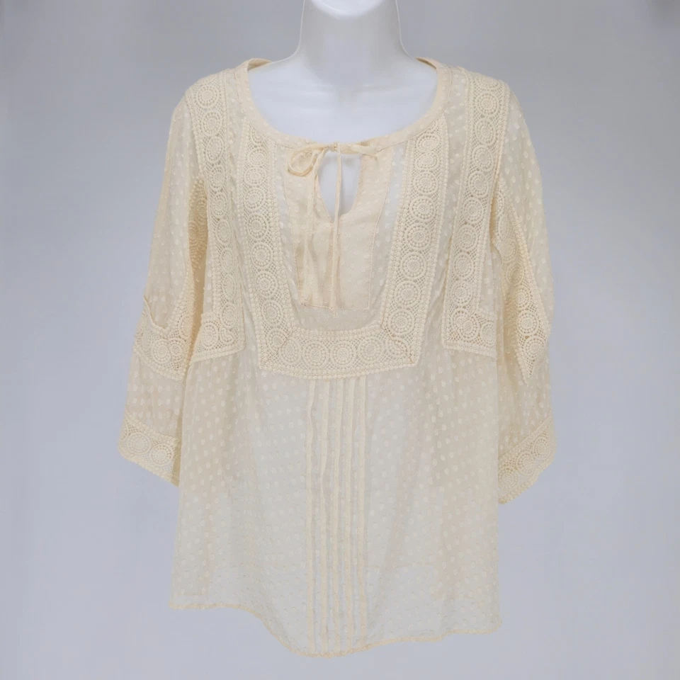 Top transparente de seda Meadow Rue para mujer talla pequeña Boho Cottagecore delicado encaje de ganchillo Foto 1 de 4