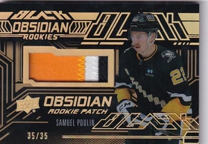 2022-23 UD Black Obsidian Rookies Jerseys Patch Gold #ORJPO Samuel Poulin 35/35 - Picture 1 of 2