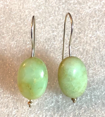 Sterling Silver Amazonite Serpentine Earrings Natural 13x18mm 925 1.5" 6g 7608 - Image 1 of 4