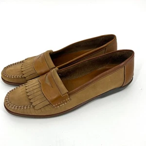 Mocasines Bally Italy para Hombres Gamuza Cuero Kilted Penny en Caqui Tostado Talla 11 - Imagen 1 de 10