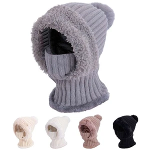 3 in 1 Winter Plüsch Halswärmer Beanie Mütze Strick Thermo Ski Gesichtsmaske Outdoor - Bild 1 von 17