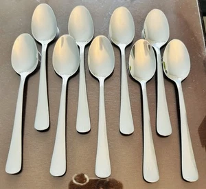 SABATIER Stainless Flatware Satin 18/0 Unknown Pattern Set of 9 DEMITASSE SPOONS - Picture 1 of 3
