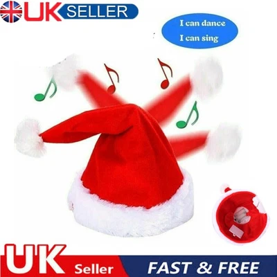 Christmas Xmas Novelty Santa Hat Cap For Musical Singing Moving Dancing Toy Gift