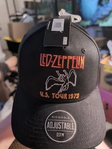 Cappello Berretto Vintage Fibbia Led Zeppelin Us Tour 1975 Remake 2024 Nero Arancione Rosso - Foto 1 di 4