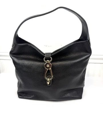 Bolso de Hombro Hobo Dooney & Bourke Logo Lock Cuero Guijarro Negro - Talla Grande Foto 1 de 4