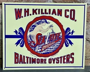 LETRERO DE HOJALATA SIRENA TITE FOCA OSTRAS KILLIAN BALTIMORE DE COLECCIÓN NOS 10x12 - Imagen 1 de 8