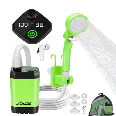 WADEO Tragbare Campingdusche Akku mit Pumpe, Camping Dusche mit