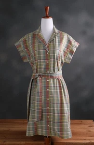 LAUREN RALPH LAUREN NWT $185 Plaid Bow Belted Cotton Shirt Dress Size 2 - Picture 1 of 6