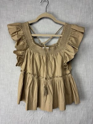 Blusa Top Mujer Talla Pequeña S Niveles Lagenlook Marrón Mostaza Semilla Foto 1 de 4