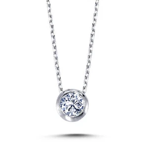 0,20 Carat Diamant Solitär Collier Halskette 14 Karat Weißgold H40020 - Bild 1 von 3