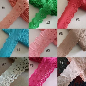 5 -10 Yards 2" -3" Wide Eyelet Cotton Flower Lace Pink,Turquoise,Green,Red zhb91 - Picture 1 of 10