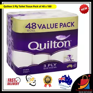 48x Quilton Toilet Paper Tissue Rolls 3-Ply 180 Sheets - Free postage Best Price - Picture 1 of 7