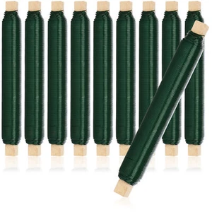 16,99 €/kg 10x Blumenwickeldraht-Set, Bindedraht in grün auf Holzstab - Bild 1 von 5