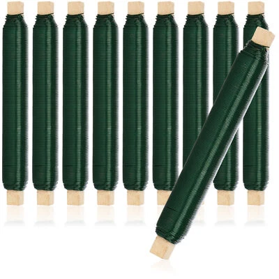 16,99 €/kg 10x Blumenwickeldraht-Set, Bindedraht in grün auf Holzstab - Bild 1 von 4