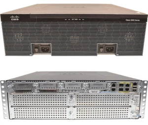 Cisco 3945 Router CISCO3945-CHASSIS +Modul C3900-SPE150/K9 2x PS Slots Rack Ears - Afbeelding 1 van 5
