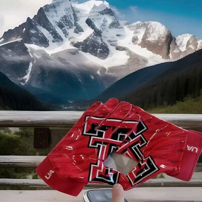 Texas Tech Red Raiders Under Armour Men's Sz LARGE Football Gloves Team Issue RD - Image 1 of 4