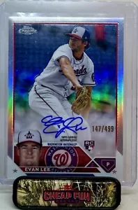 EVAN LEE RC AUTO 2023 TOPPS CROMO ROOKIE RIFRATTORE 147/499 RA-EL NATIONALS - Foto 1 di 3