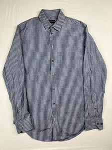 Giorgio Armani BLACK LABEL Sz M Jersey Cotton Dress Shirt Gray Blue SLIM FIT - Picture 1 of 3