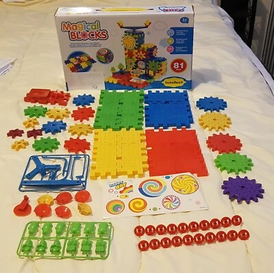 81pc Gear Building Toy Set for Kids STEM IQ Blocks w/ Hand Crank & Battery Power - Image 1 of 4
