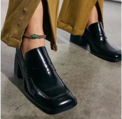 Zapatos mocasines Jeffrey Campbell negros Ecole tacón bloque talla 10 Foto 1 de 4