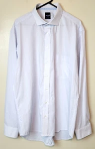 Abelard Long Sleeve Business Shirt Men's Size 44 White With Blue Dotted Pattern - Picture 1 of 9