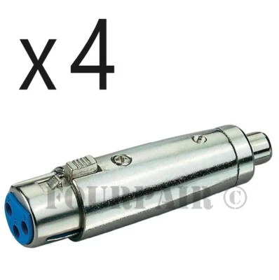 4 Pack Lot - 3-Pin XLR Female to RCA Jack Audio Cable Microphone Mic DJ Adapter - Image 1 of 2