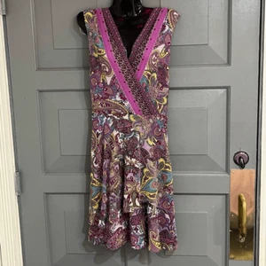 Abito estivo Chetta B stampa paisley scollo a V senza maniche a strati boho ragazza taglia 14 nuovo con etichette - Foto 1 di 5