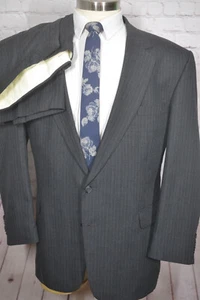 Stafford Mens Gray Wool Pinstripe Flat Front 2pc Suit 48R Jacket 41x27 Pant - Picture 1 of 12