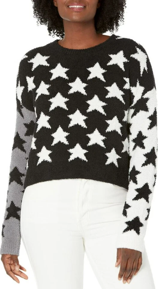 Sundown by SPLENDID women sweater RDF1828 black white stars polyester S