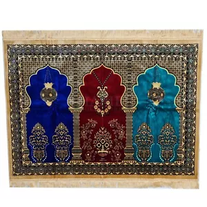 Lujo Grande Islámica Mezquita Kaba Alfombra de Oración Musallah Janamaaz (3 Personas) - Imagen 1 de 2