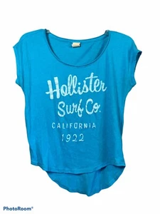 Hollister Womens Size XS Blue Logo Cotton Blend Top - Picture 1 of 8