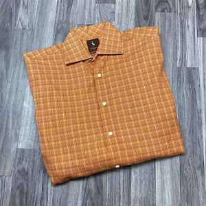 TAILORBYRD Button Down Collar Orange Plaid Woven Shirt Men's Size Large
