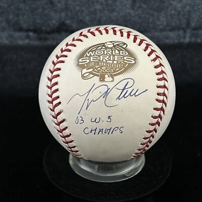 Miguel Cabrera 2003 World Series Champs Signed WS Logo Baseball JSA COA - Image 1 of 4