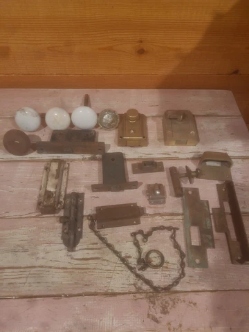 Huge Lot Of Door Hardware Lot - Door Knobs, Rim Lock, Hardware, Etc Cover