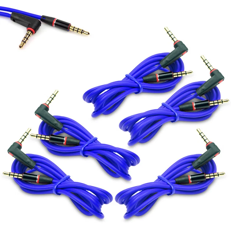 5X 4FT 3.5MM AUX AUXILIARY L-SHAPE AUDIO CABLE BLUE FOR NOKIA LUMIA 820 Z10 Z30 - Image 1 of 1