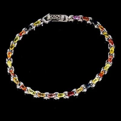 925 Пробы браслет маркиза сапфир натуральный драгоценный камень ювелирные изделия 7 дюймов - Изображение 1 из 4