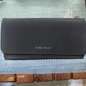 Nine West schwarze Canvas/Nylon Doppelfaltung Clutch/Geldbörse-großer Stil mit Karteneinsatz - Bild 1 von 6