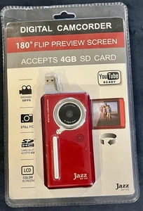 Jazz DV152 Digital Camcorder Red 1.5" 180 Degree Color Screen 4X Zoom 4GB SD - Picture 1 of 2