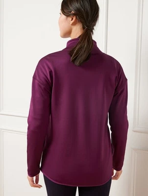 TALBOTS Plus Tech Fleece Mocneck Jacket Women's Purple Zip 2X - Image 1 of 4